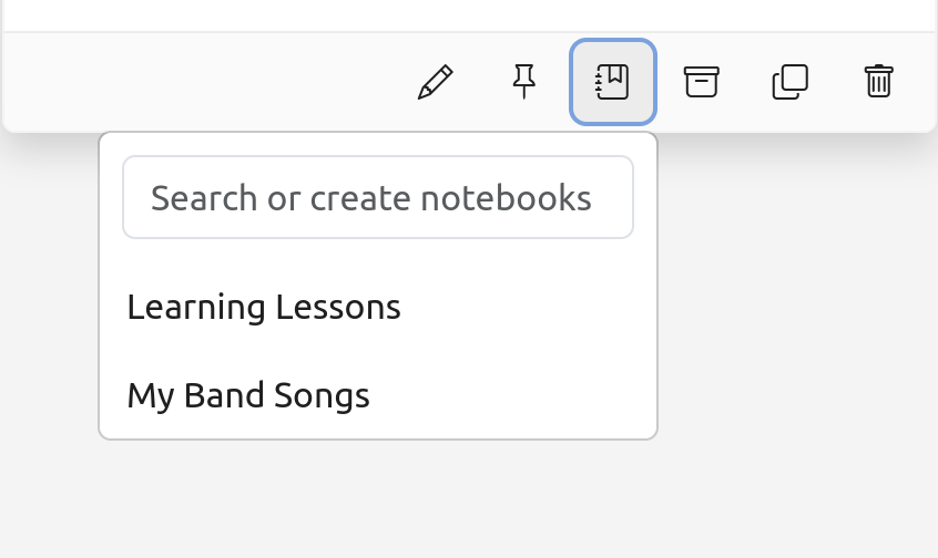 Move to Notebook dropdown