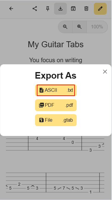 Botón de exportar a texto ASCII