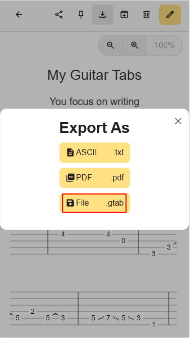 Botón de exportar a archivo .gtab