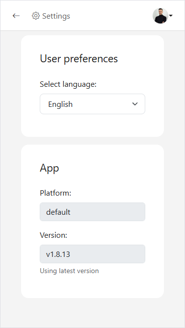 Verificar versión en Configuración