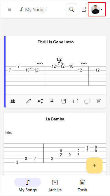 Botón del menú de usuario con sesión iniciada