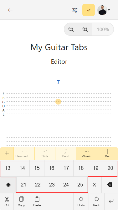 Fret numbers shifted