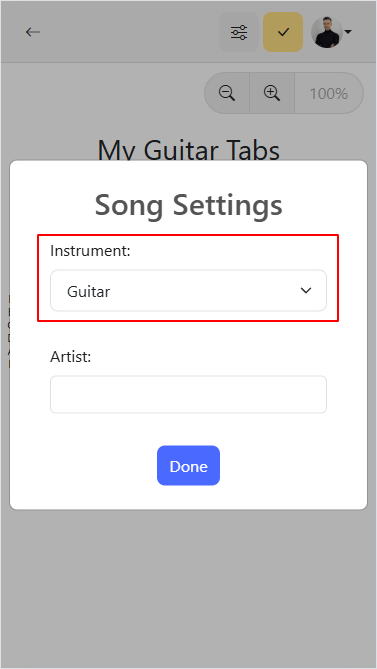 Instrument selector