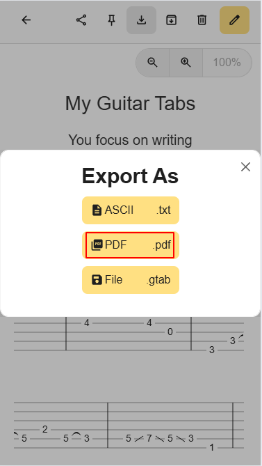 Export to .pdf file button