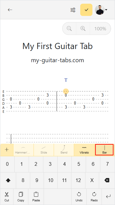 Inser bar between chords