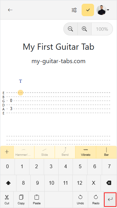 Move cursor to the next chord pressing Enter