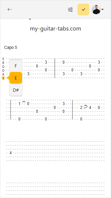 Select the tuning letter of a string