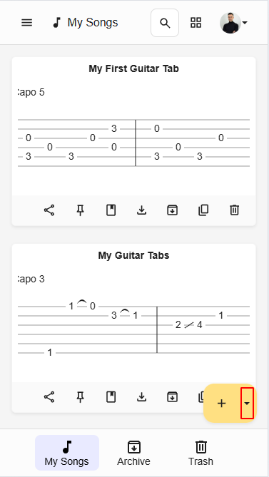 More create options button