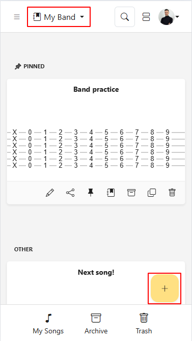 Create song in notebook