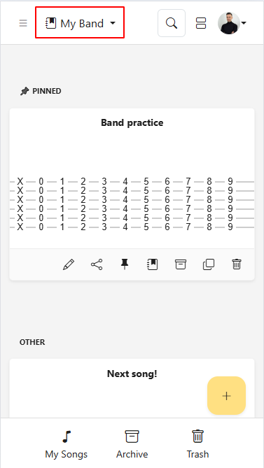 Notebook actions menu