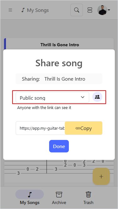 Change visibility to Private song