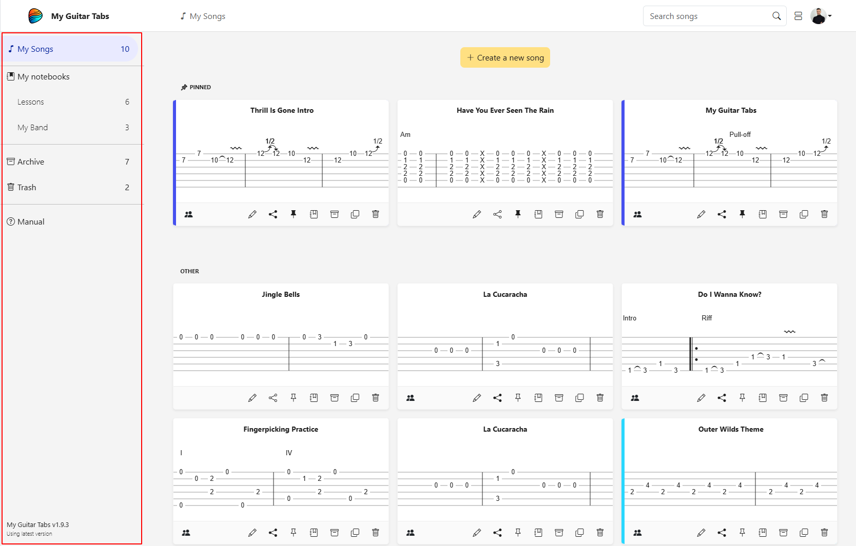 Sidebar navigation