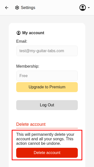 My account delete